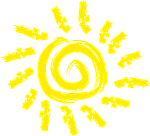 Die Sonne als Zeichnung - hier mit einer Spirale und den Sonnenstrahlen drumherum dargestellt Die Sonne als Zeichnung - hier mit einer Spirale und den Sonnenstrahlen drumherum dargestellt